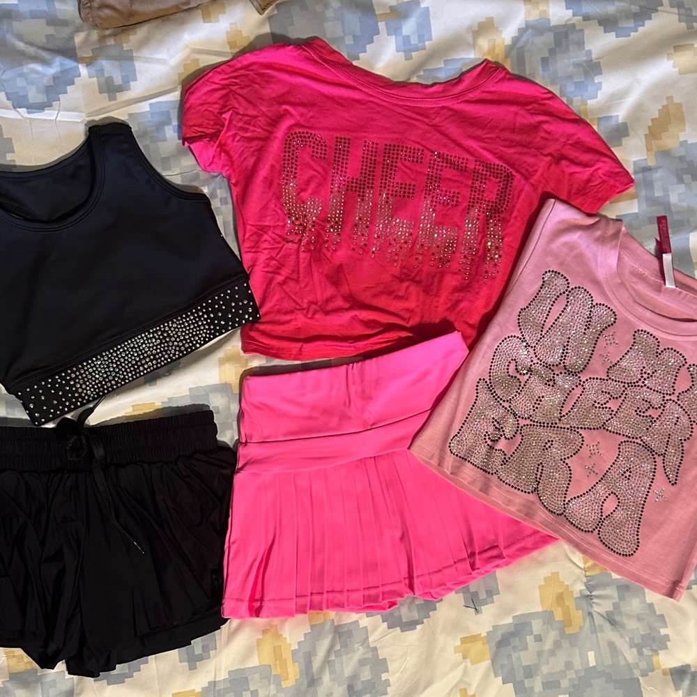 Kids Cheer Matching Set - Pink and Black